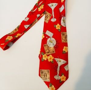 Tommy Bahama Red Floral Martini Men's silk Tie 59"